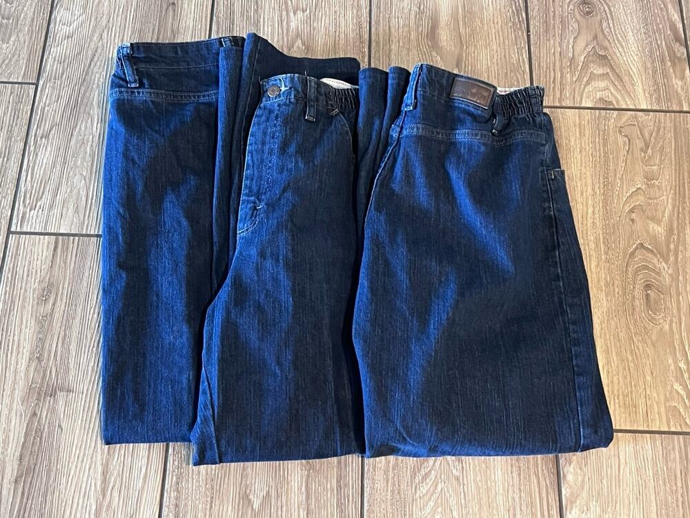 Lee Jeans Womens 10 Long Blue Denim High Rise Relaxed Fit Elastic Waist Lot of 3